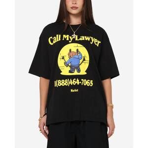NEW MARKET call my lawyer spray can bear t-shirt in jet black